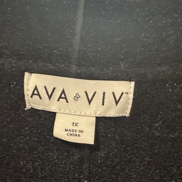 Ava & Viv Women's Fuzzy V-Neck Tunic Pullover Sweater - Black (Size 1X) - Picture 3 of 5